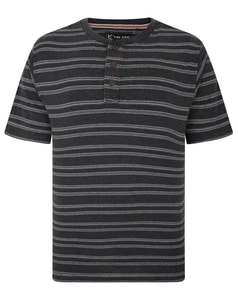 KAM Emboss Waffle Stripe Grandad Top Charcoal